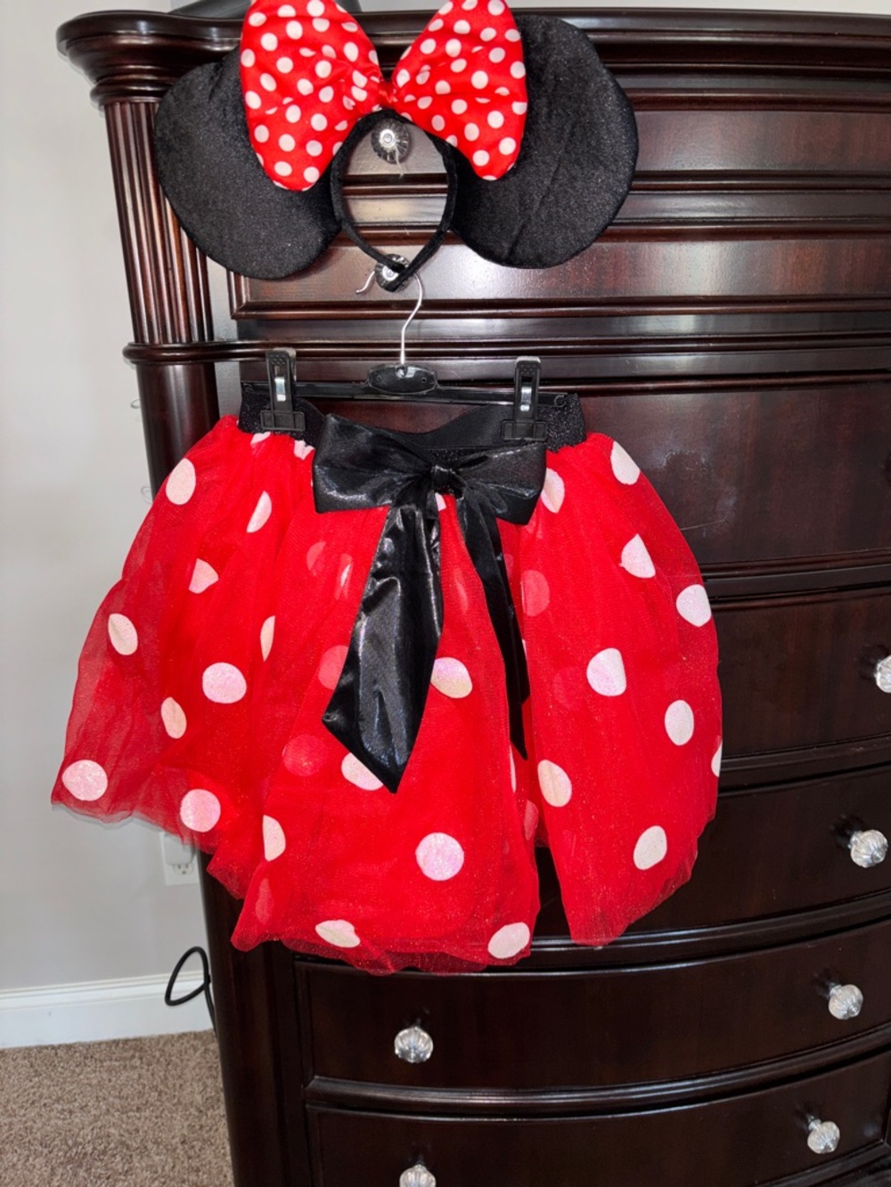 Disney Minnie Mouse Red & Black Polka Dot Skirt and headband